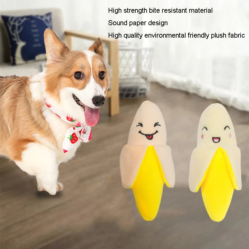 Pet Plushvocalization Dog Toys Cat Bite Resistance Intelligence Training Fruit Banana Puppy Molar Clean Teeth Dogs Accessories