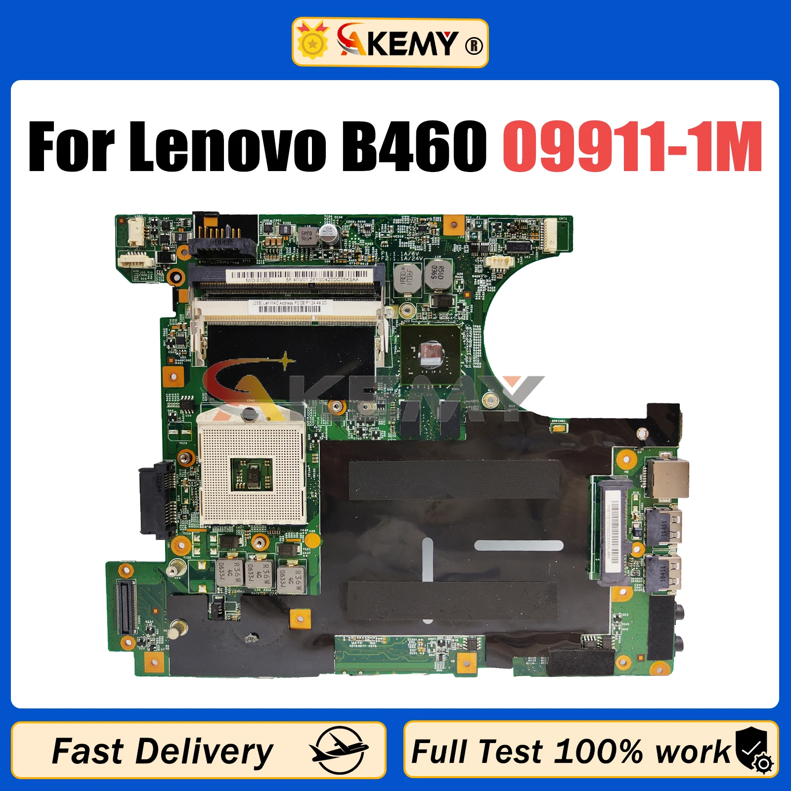 

AKEMY 09911-1M Mainboard For Lenovo B460 LA46 MB 48.4GV0101M Laptop Motherboard HM55 DDR3 GF310M 100% Test OK