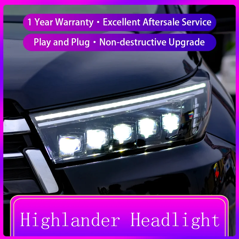 

A Pair of Car Styling For Toyota Highlander 2018-2021 Front Light DRL Dynamic LED Projector Lens Headlight Automatic Accessories