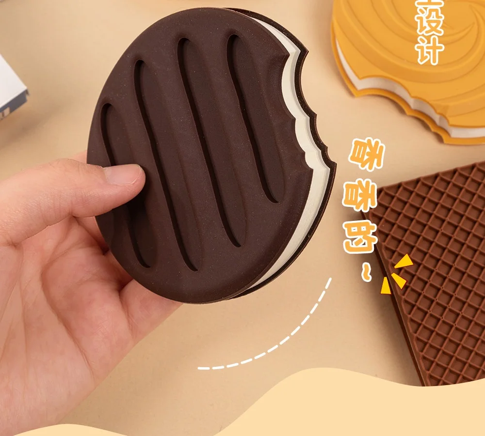 80Page/Set Creative Scented Pocket Notepads Set Chocolate Cream & Strawberry Flavored Tear-Off Memo Pads in Cookie A7479