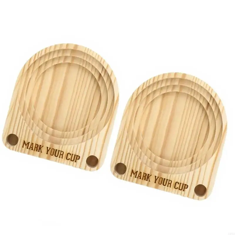 2PCS Practical Wooden Cup Rack with BuiltIn Marker Slots For Drink Identification of BBQ Party Holiday Gathering A2BB