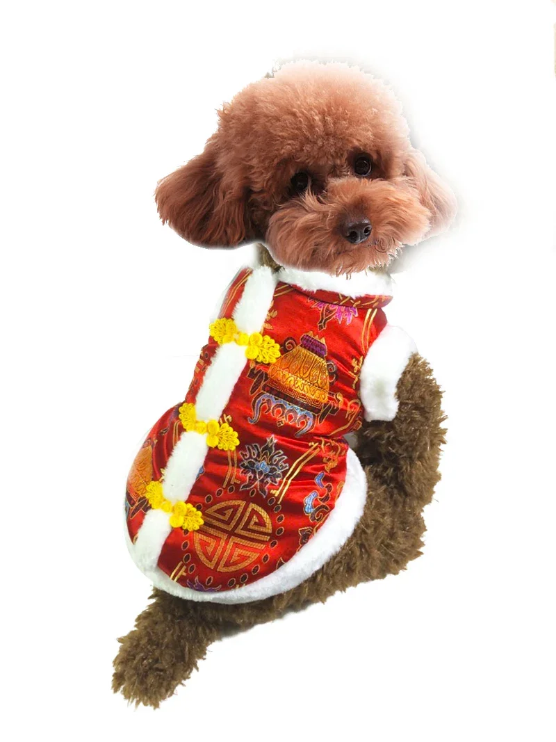 Pet New Year Clothes Large Dog Cat Festival Coat Chinese Style Pet Clothing Vest S-5XL Happy New Year Tang-suit