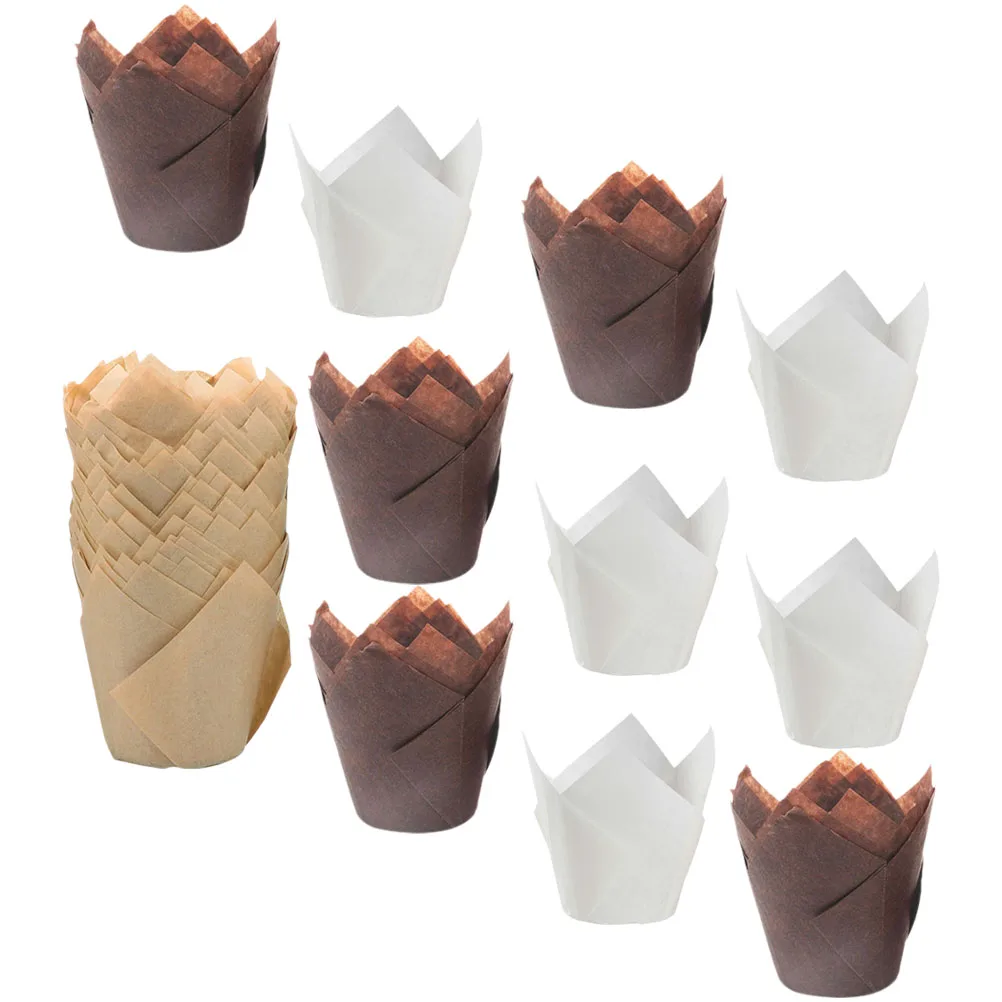 

200 Pcs Baking Cups Tulip Cupcake Liner Holders Paper Muffin Liners Tray Unbleached