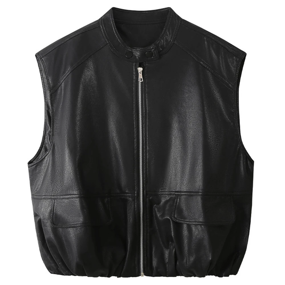 

Women Retro PU Leather Jacket Vest Motorcycle Style Spring Autumn Fashion New Style Versatile Coat Zipper Vest Top Trendy