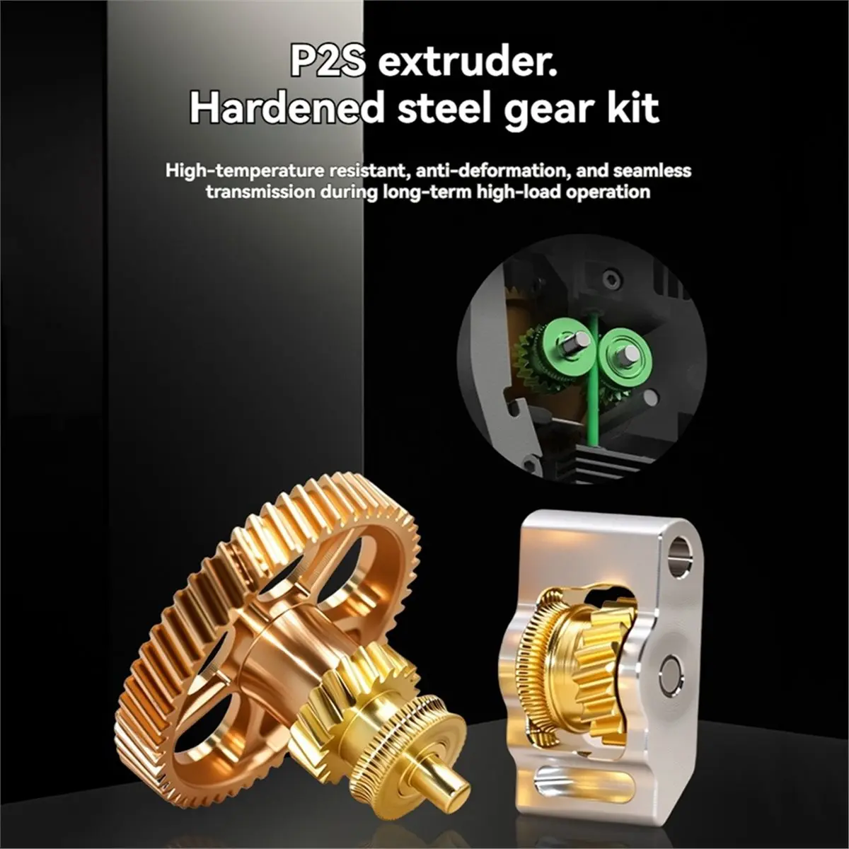 PHONE&GEAR 3D Printer Replacement Upgrade Extruder Hardened Steel All-Metal Gear Kit for Bamboo Lab P2S 3D Printer Parts