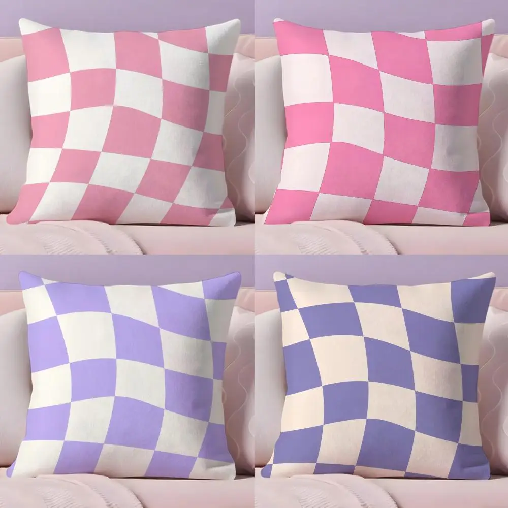 Space distortion grid diagram Cushion Cover Short Plush Double-Sided Printing Home Machine Washable in Warm Winter Pillow Cover