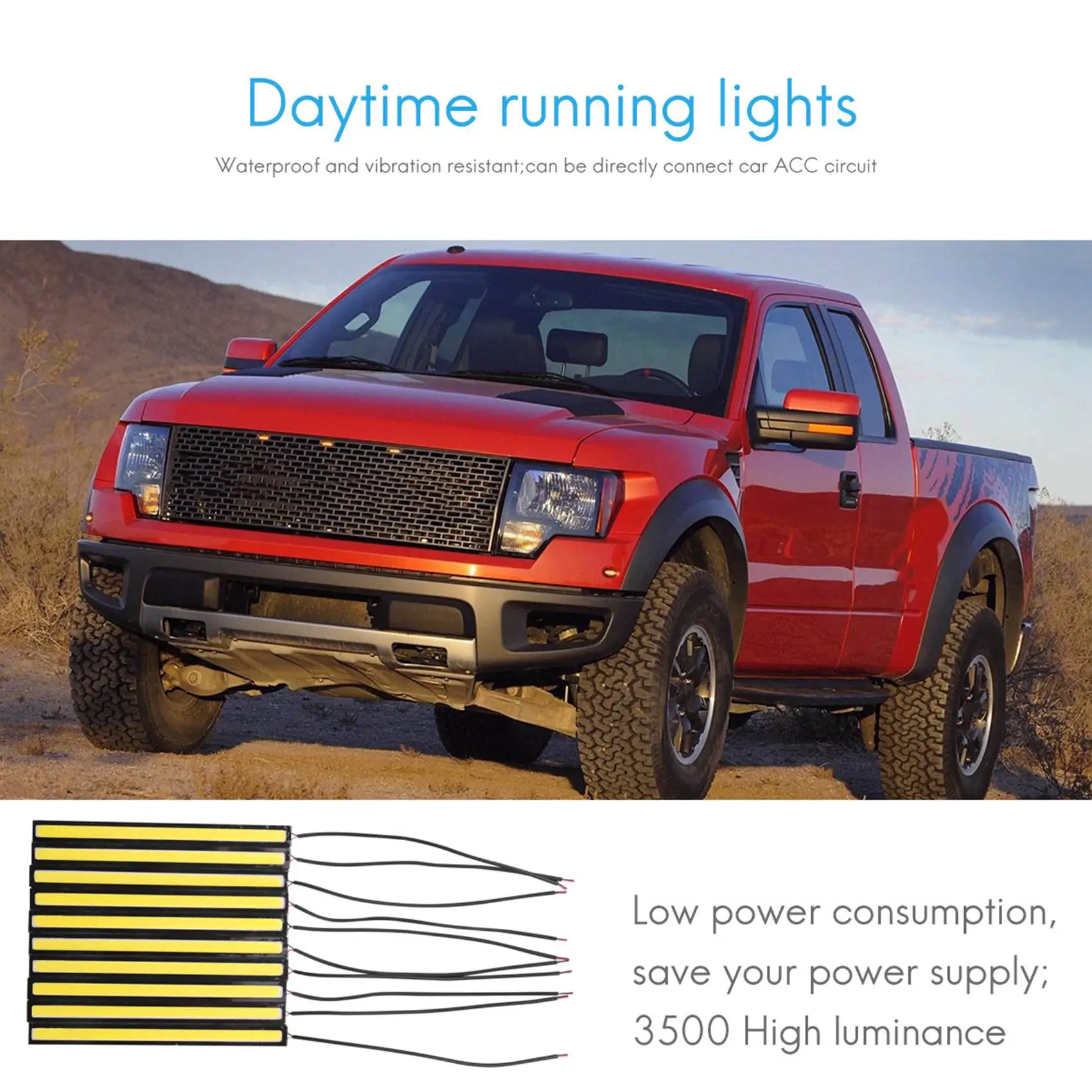 

Светодиодные водонепроницаемые ленты M93K-10X 12V DRL для кемпинга, караванов, лодок, автомобилей, COB-белый свет