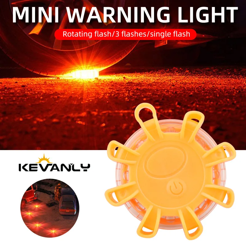 1Pcs 8Led Flares Emergency Lights Roadside Safety Beacon Disc Flashing Warning Flare Kit With Magnetic Roadside Warning Flasher
