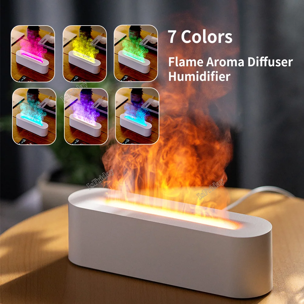 

7 Color Flame Air Humidifiers Essential Oil Diffuser Humidifier Aroma Diffuser Humidifiers Cool Mist Maker Fogger For Home