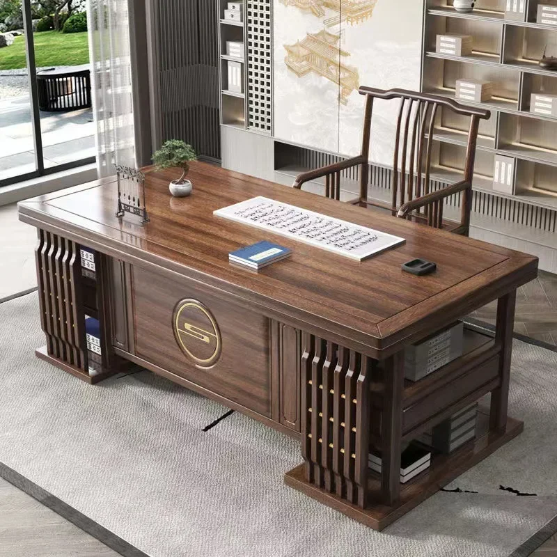 New Chinese solid wood desk and chair combination high-end writing desk desk computer table household