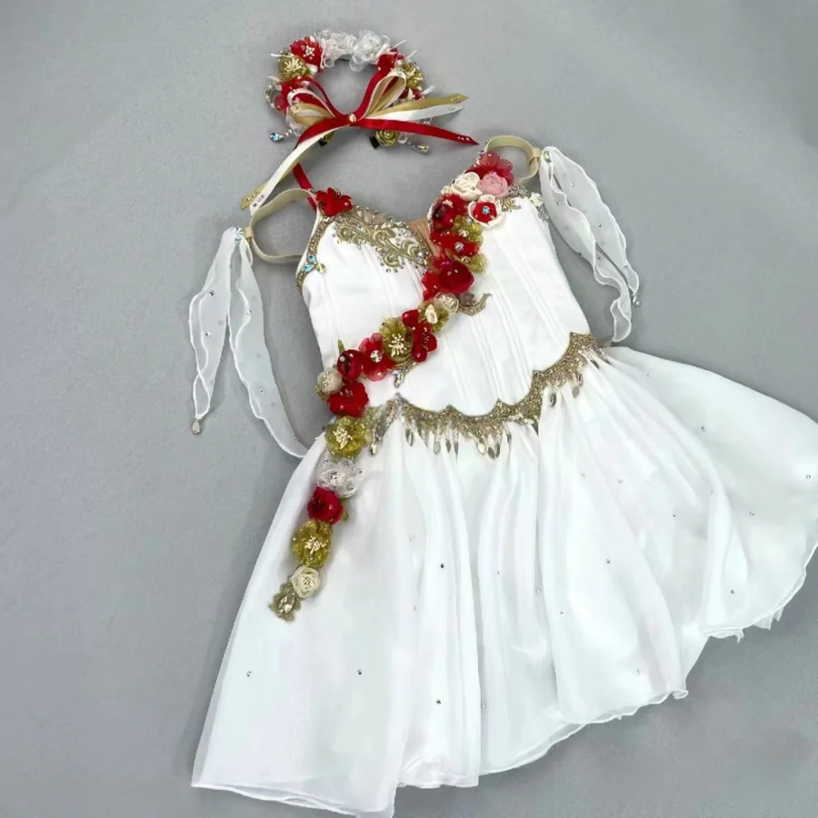 2024 latest white ballet costume, professional high-end customization flower fairy suitable for children and adults