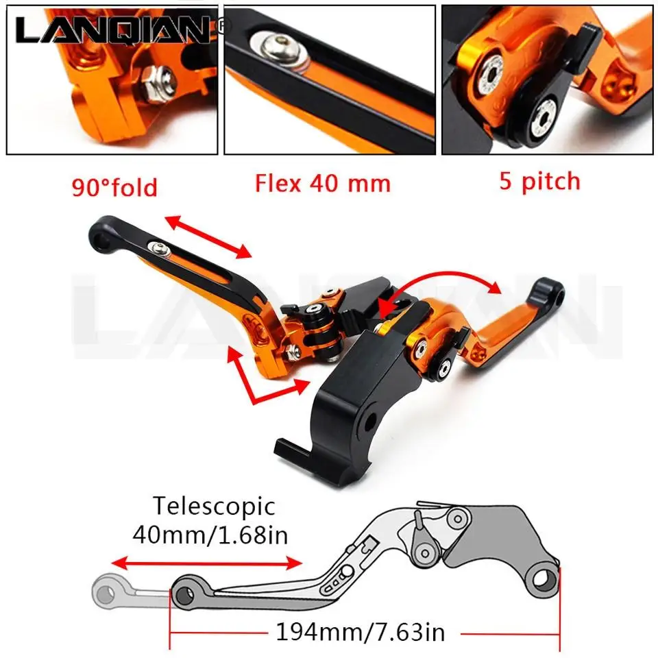 For Kymco Xciting 250 300 400 500 ALL Year Motorcycle Adjustable Folding Handle Lever Brake Clutch Levers Aluminum 2024 2023 22