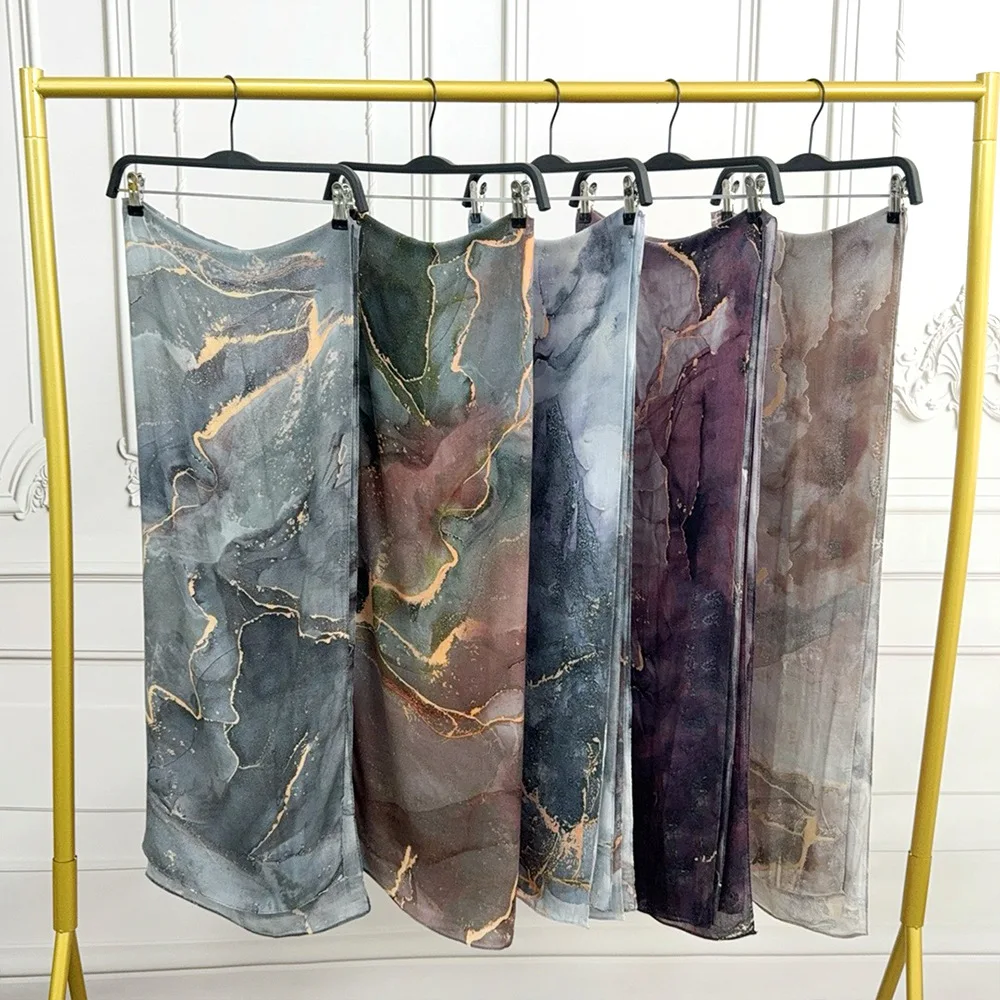Premium Modal Cotton Hijab Marble Print Scarf Shawl Headscarf Musulman Headband Islamic Headscarf Turban Ramadan Islam Hijabs