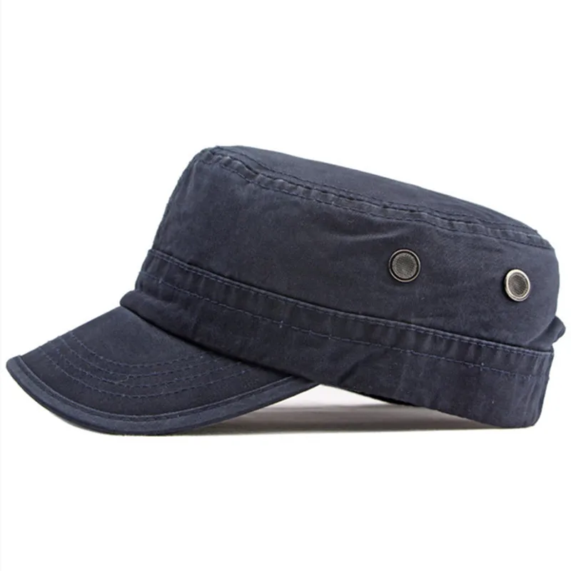 2023 Nieuwe Lente Zomer Heren Pet Wasbare Katoenen Militaire Hoeden Platte Petten Voor Heren Snapback Cap Camping Vissen Hoed Navy Pet