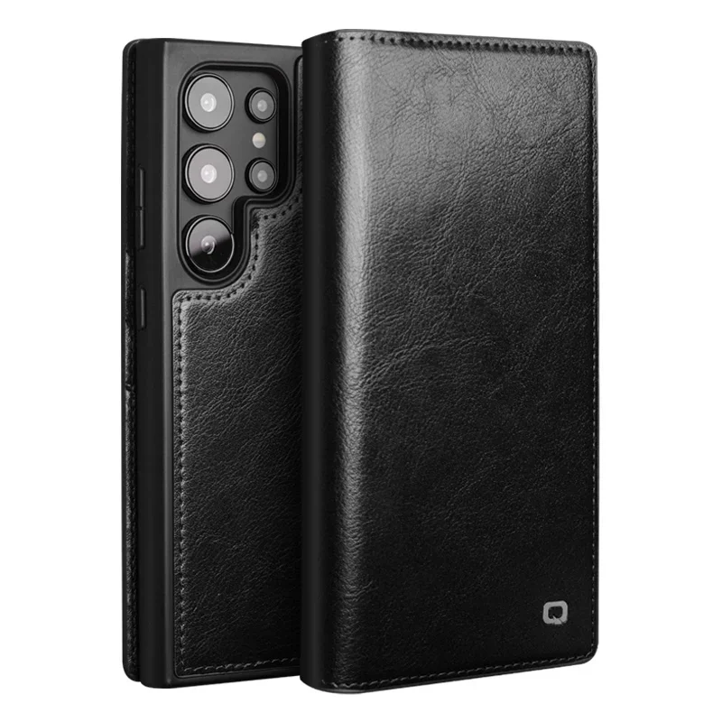 QIALINO Genuine Leather Phone Case for Samsung S24+ Plus 5G Business Style Fashion Luxury with Card Slots Cover for S24 Ultra 5G