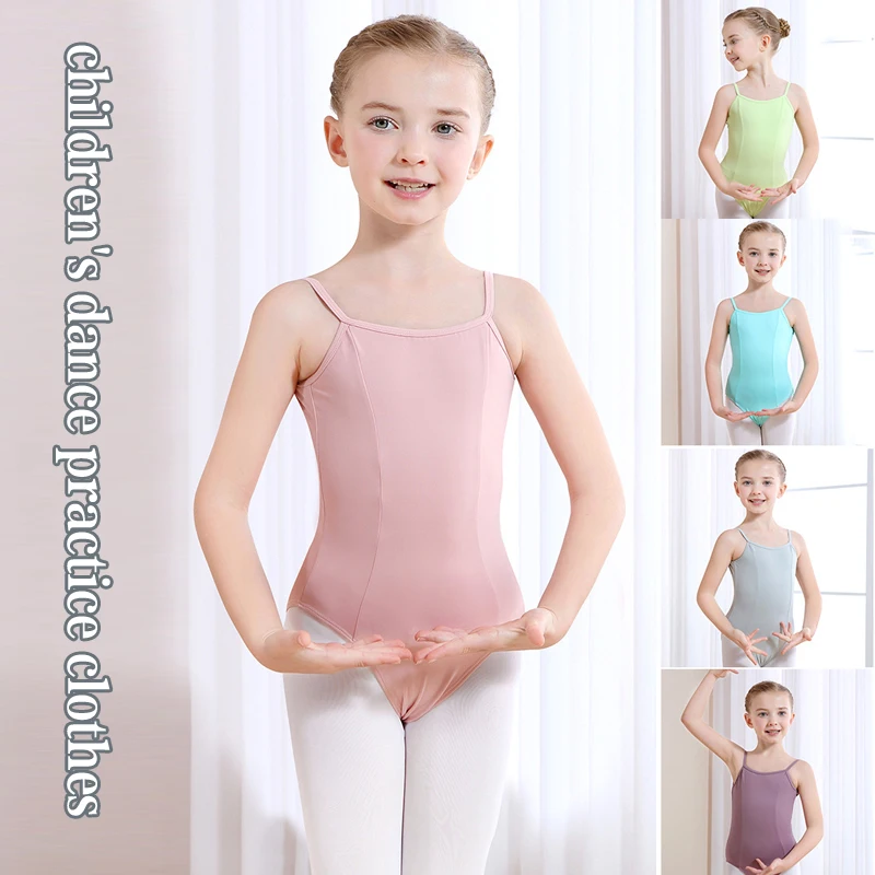 Ropa de baile de ballet para niños, ropa de entrenamiento de tirantes de manga corta para niñas, baile de examen de grado para niños, Verano