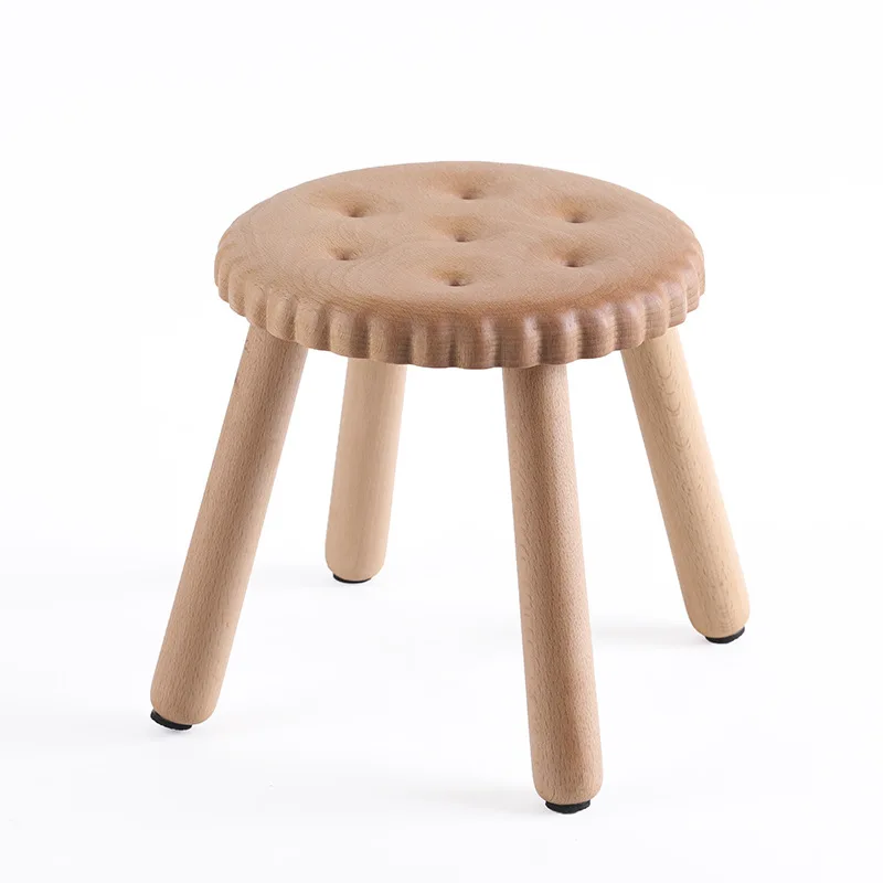 Black walnut/beech natural wood logs cute biscuits small bench kindergarten baby creative small stool