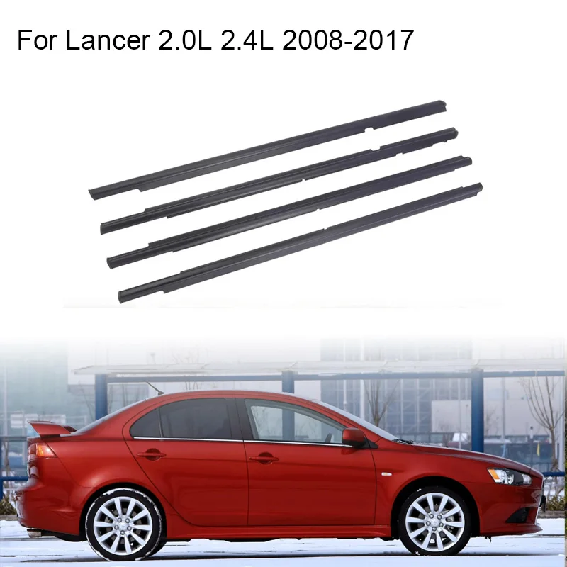 4Pcs Car Window Rubber Trim For Mitsubishi Lancer 2.0L 2.4L 2008-2017 Weatherstrip Seal Door Moulding Trim 5727A005 5727A006
