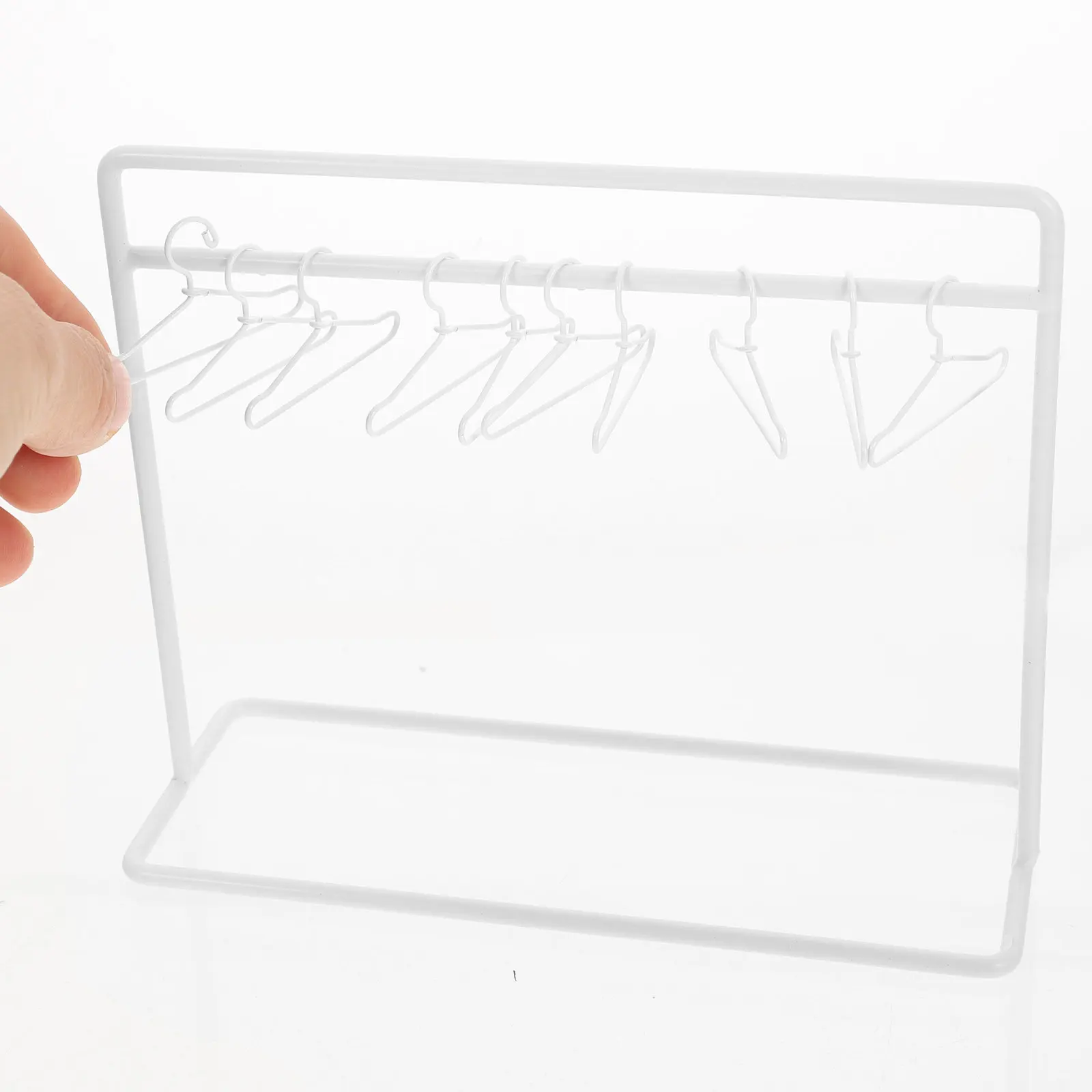 

1Set Mini Hangers Miniature Clothes Rack Sturdy Iron Decorative Outfit Rack Closet Hangers Accessories Mini House Decor