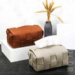Vintage Leather Tissue Box Car Napkin Holder PU Home Office Hotel Pumping Paper Case Living Room Bedroom Desktop Organizer
