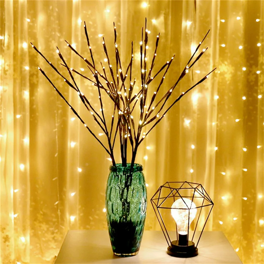 Natal LED Willow Branch String Lights 70CM 20 Lâmpadas Tall Vase Filler Willow Twig Lâmpada para Holiday Party Wedding Garland Decor