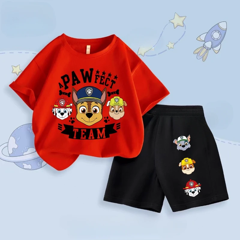 Summer New PAW Patrol Boys' Clothing Sets Children Short Sleeve Top Shorts Two Piece Suit Kids Casual Oufits Beach Clothing image 3