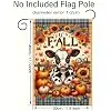 Fall Cow Garden Flag 12x18 Inch Double Sided for Outside Cute Cow with Pumpkins Sunflowers and Autumn Leaves Yard Banner for jjp