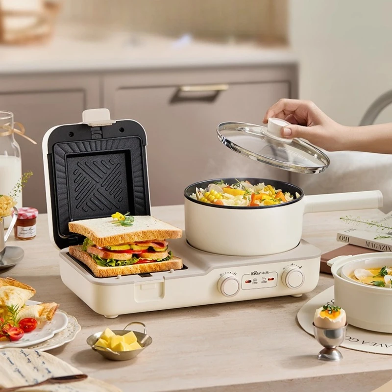 4 in 1 Breakfast Station, Light Food Machine, Retro Household Breakfast Maker, Electric Mini Toaster Bread Machine Waffle Makers