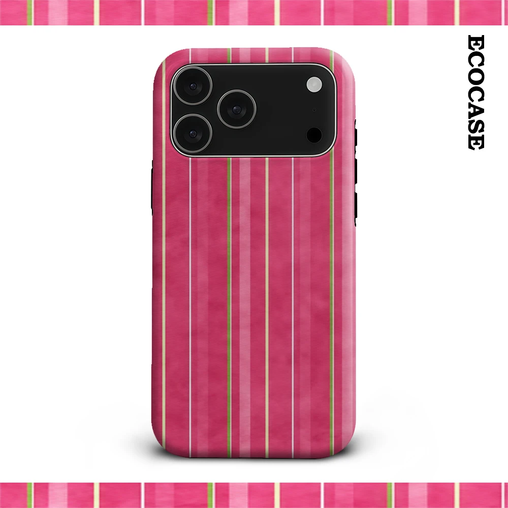 Rosa gestreifte Eleganz IPhone 17 Must-Haves Handyhülle für IPhone 17 16 15 14 13 12 11 Pro Max Plus Doppelschichtige Rückseite