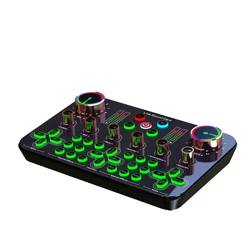 

Professional 48V Microphone Sound Card DJ16 Live Broadcast Audio Mixer For Mobilephone Karaoke Singing Equipment K600