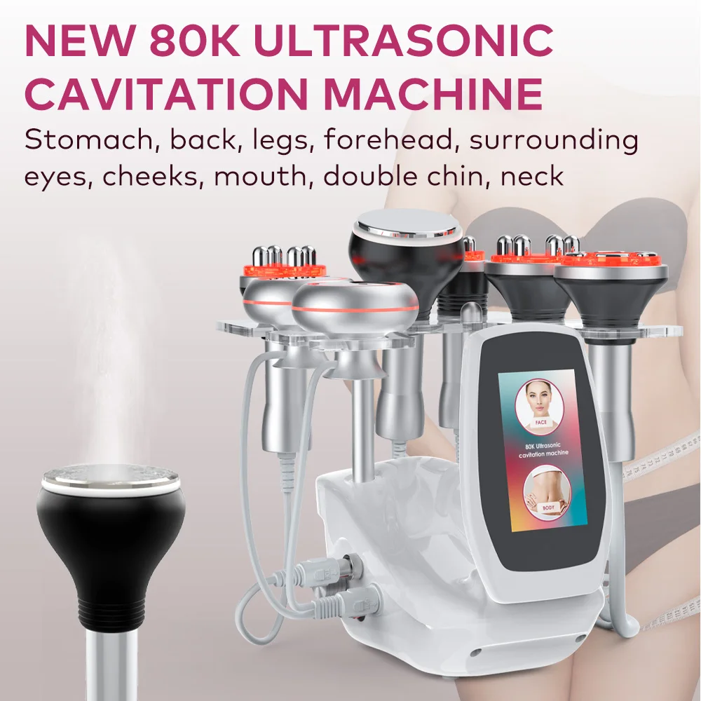 6 في 1 بالموجات فوق الصوتية التجويف آلة التخسيس 80 كيلو هرتز فراغ RF شد الجلد الجسم النحت فقدان الوزن جهاز العلاج بالجمال #1