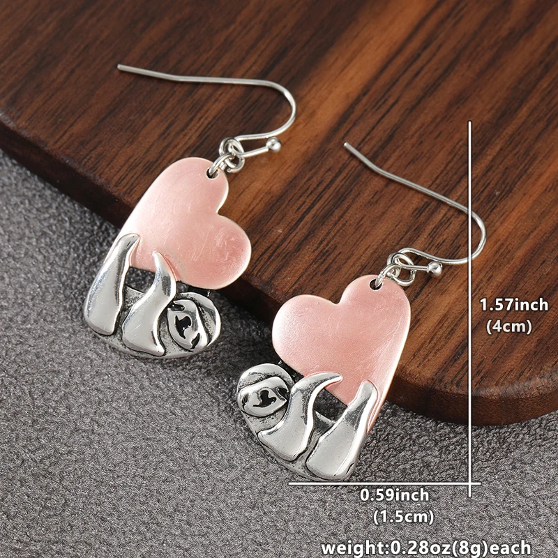 Lovely Sloth Heart Handmade Delicate Pendant Earrings Women's Fashion Chic Design Festival Vacation Koala Animals Jewelry Crafts view 5