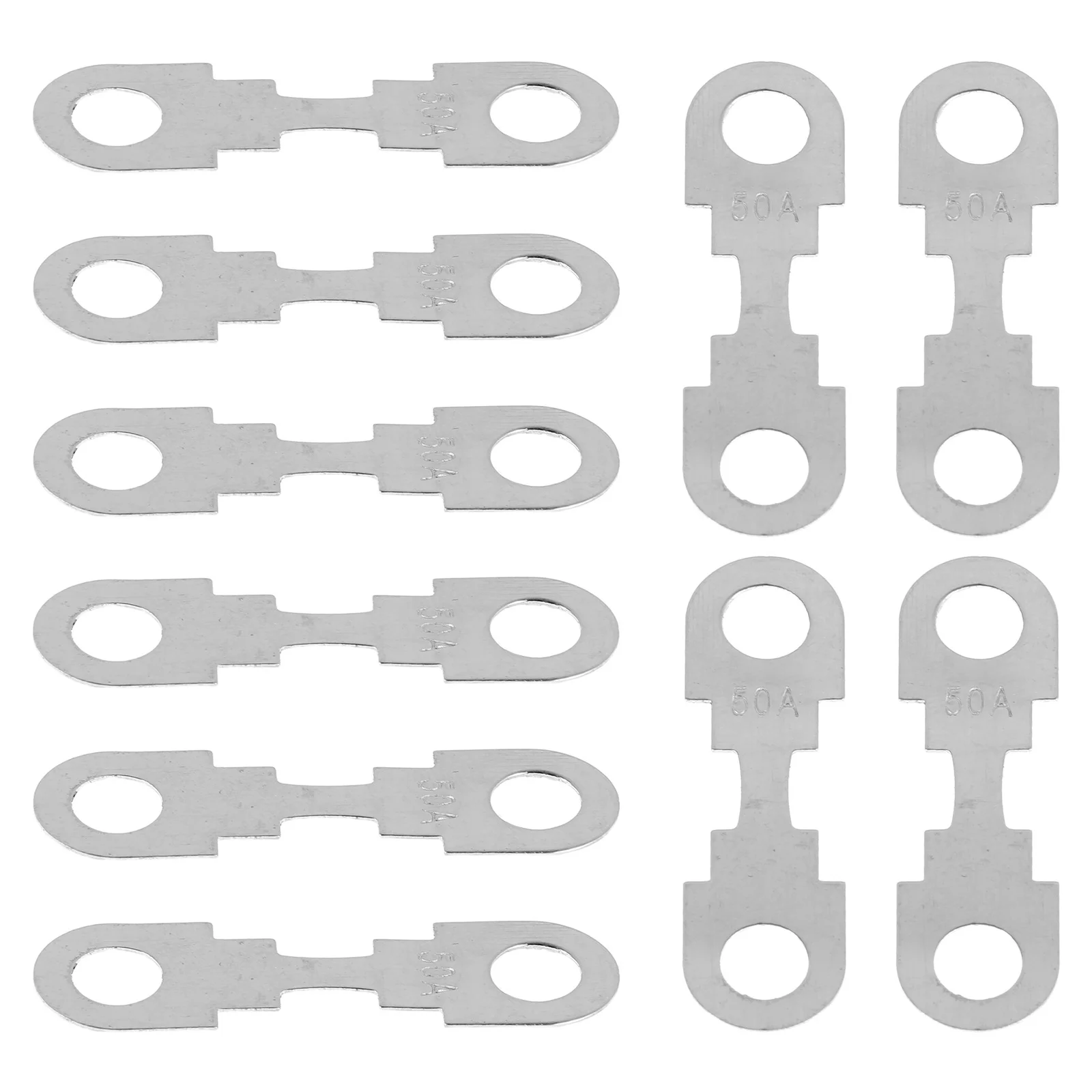 

30Pcs Flat Plate Automotive Fuse Sheets Silver Tone Zinc Alloy 30A 40A 50A High Protection Performance Multiple Specifications