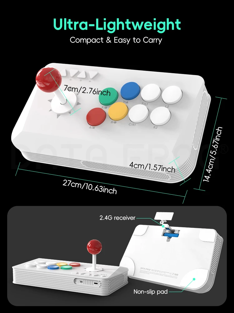 DATA FROG Y5A アーケードスティック Switch 2 & Windows 用、アーケードファイトスティックサポートワイヤレス Bluetooth、2.4G レシーバー