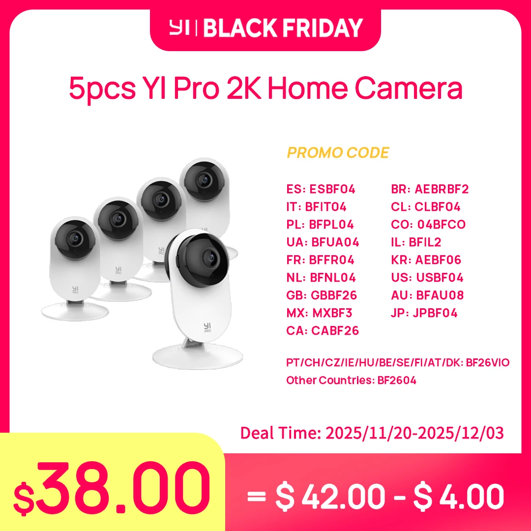 YI 5 шт. 2K Home pro беспроводные камеры безопасности с ночным видением 3MP Wi-Fi IP умная радионяня для iOS Android