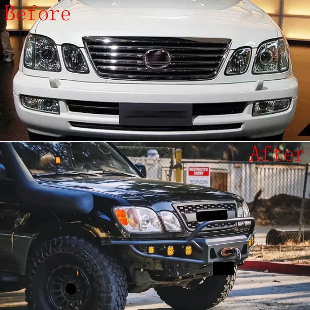 Auto Parts Grill With Led Lights Front Bumper Grille Modification Accessories Decoration For LX470 LX570 2003 -2007