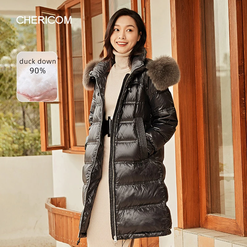 

Chericom Women's Winter Duck Down Jacket Hooded Lantern Sleeve Puffer Coat Warm Waterproof Padded Jacket Female Outer 269772