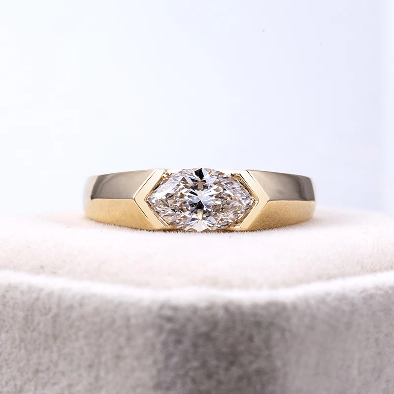 Lab Diamond Ring  1.13CT F VS1 Marquise Stone Solid 18K Gold  Lady Jewelry Girl MSR-1080