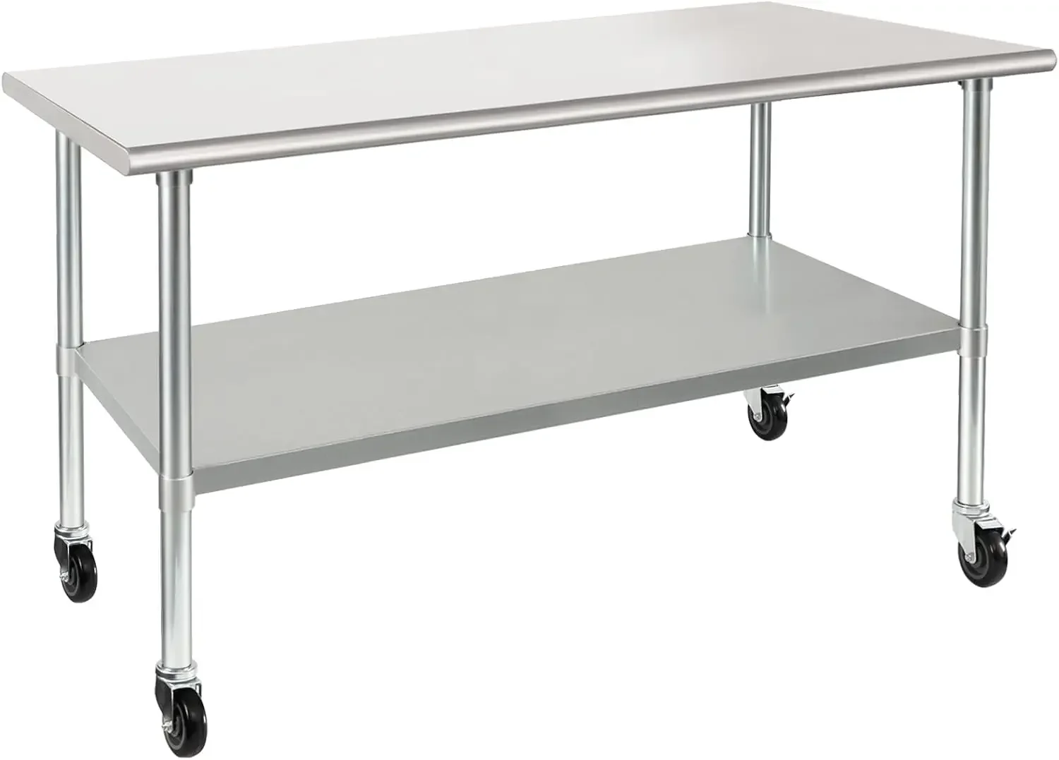 HARDURA Stainless Steel Commercial Table with Wheels 30 x 60 Inches | Casters, NSF, Heavy Duty Work & Prep Table, With Undershel