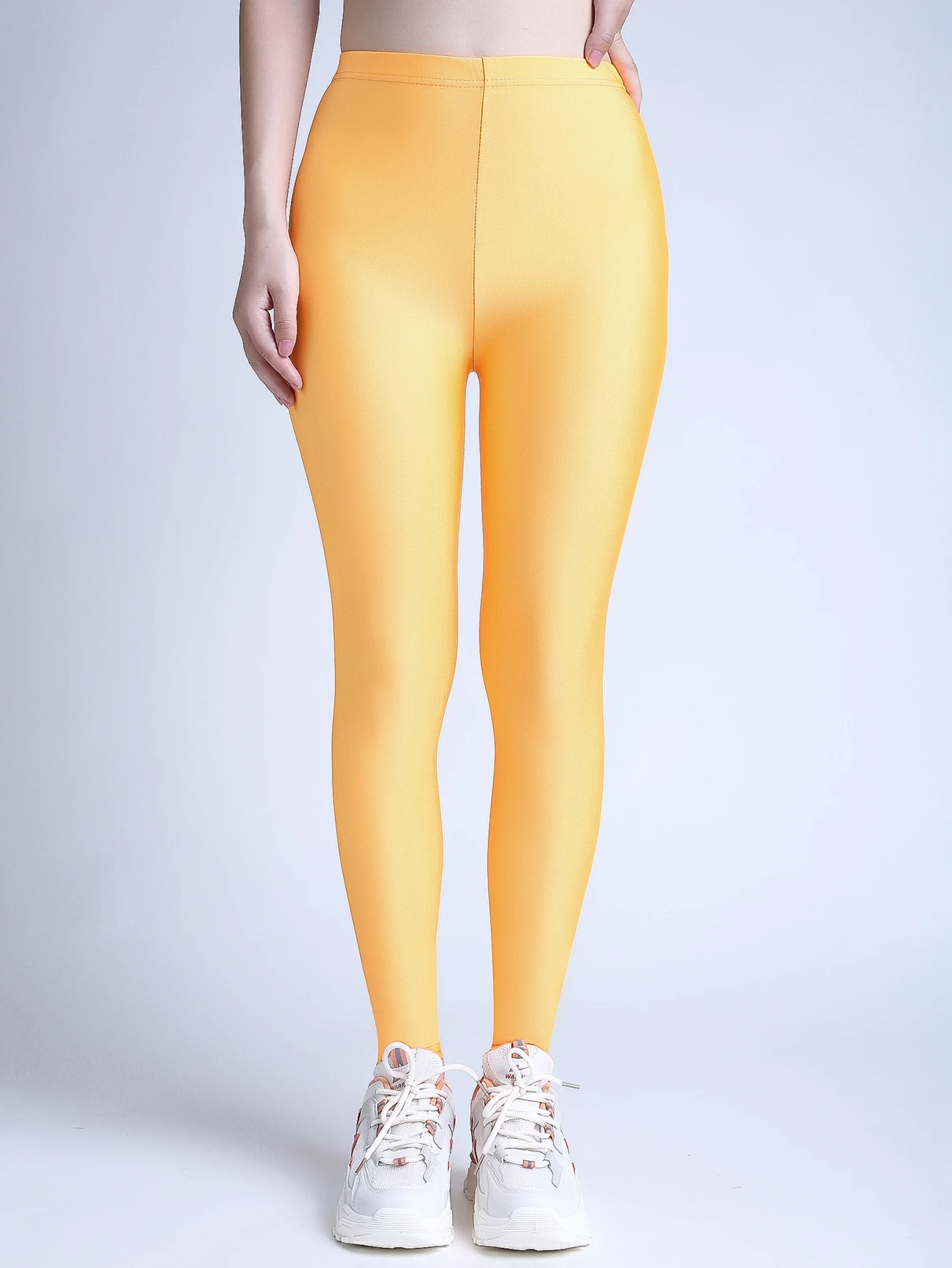 CUHAKCI New Summer Shiny Underpants Fluorescent Women's Underpants Spandex Long Pants High Elastic Fitness cropped pants DropShi