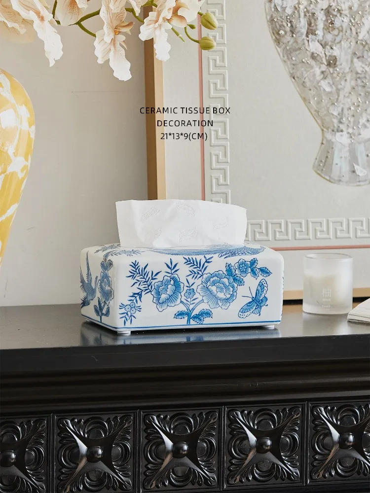 Blue and White Ceramics, Green Phoenix Butterfly Dance Napkins, Paper Boxes, Tea Tables, Dining Table Storage, and Paper Boxes