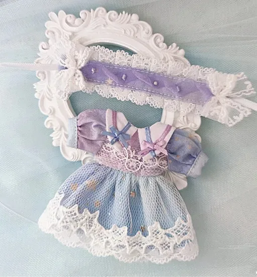 Ob11 人形かわいい Ins スタイルドレスプリンセスドレス人形服ヴィンテージガールレーススカート頭飾りねんどろいど P9 、 1/12 Bjd 、 Gsc