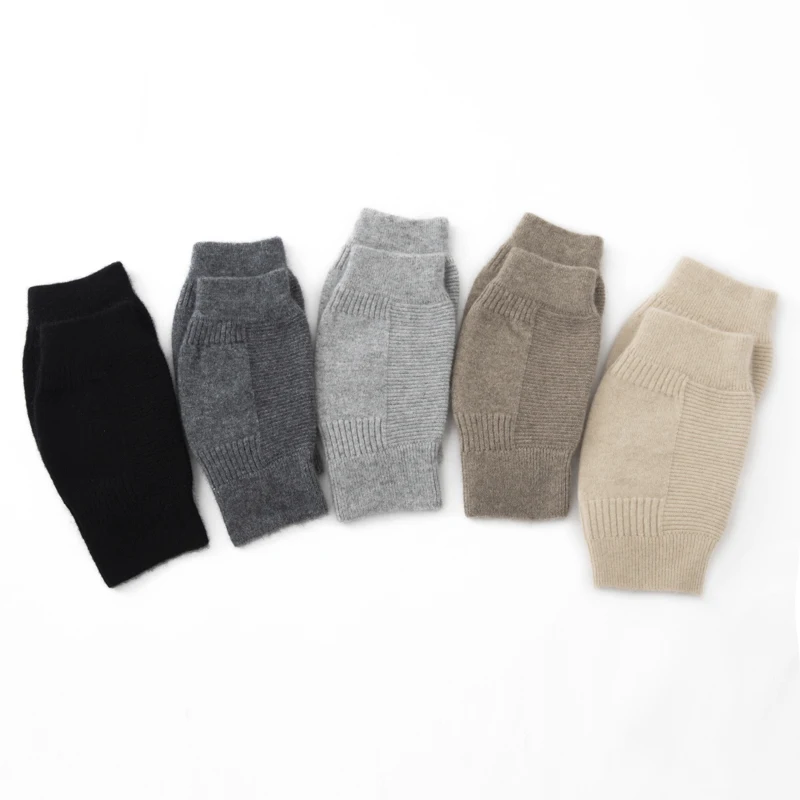 New Padded 100% Cashmere Knee Pads Warm Knitted Knee Pads Cold Old Cold Leg Short Leg Pads In Autumn And Winter.