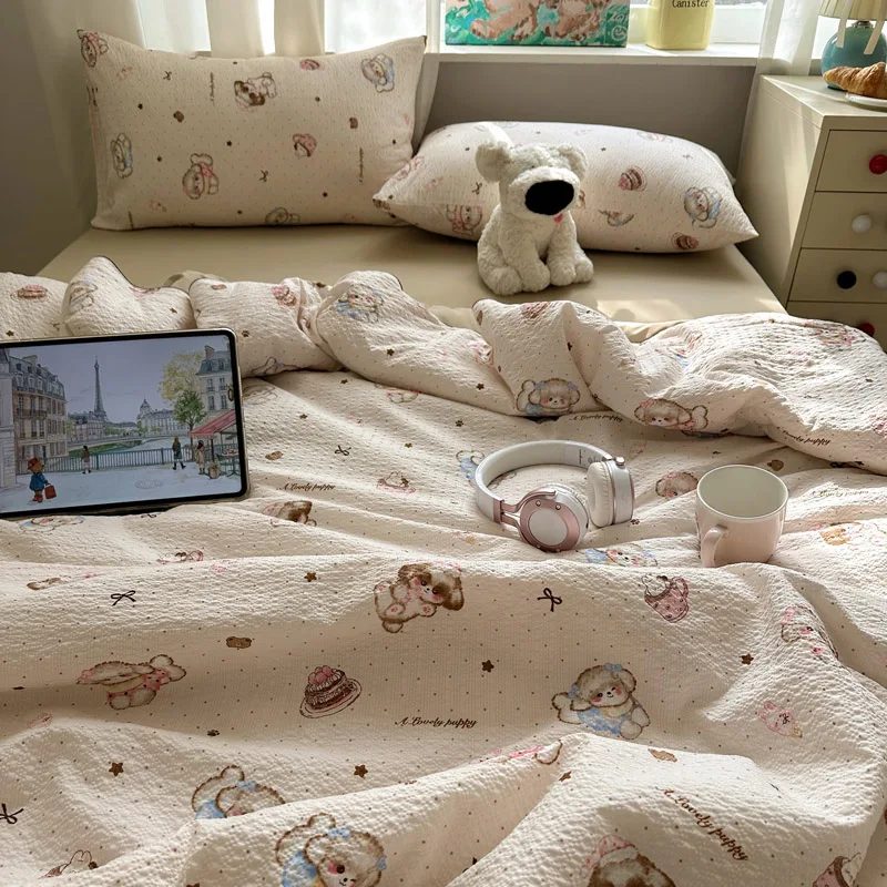 Cartoon Printed Thin Quilt for Summer Single/Queen Quilted Bedspread Air Condition Comforter Skin-friendly edredones para cama