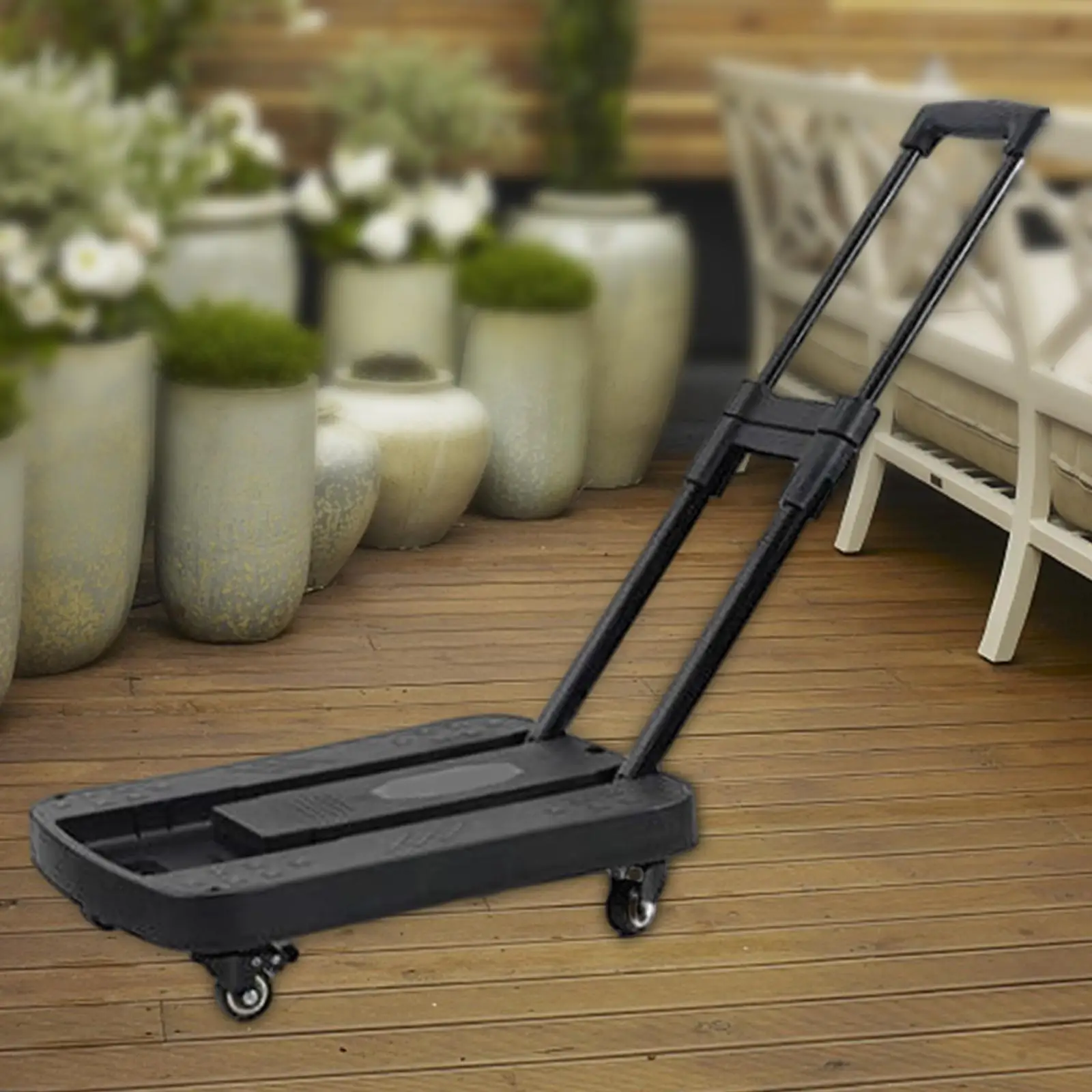 

Folding Hand Truck Luggage Trolley Cart Adjustable Height Max 75kg/165lbs Dolly