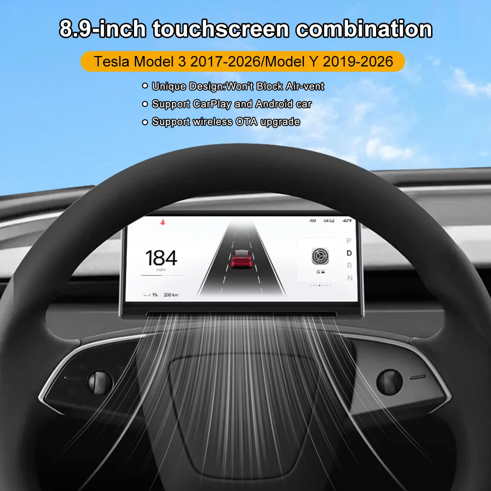 

Onlysay 8.9 Inch Dashboard Scteen For Model 3&Y2019-2024 Display Update Support Wireless CarPlay Touchscreen 테슬라 계기판