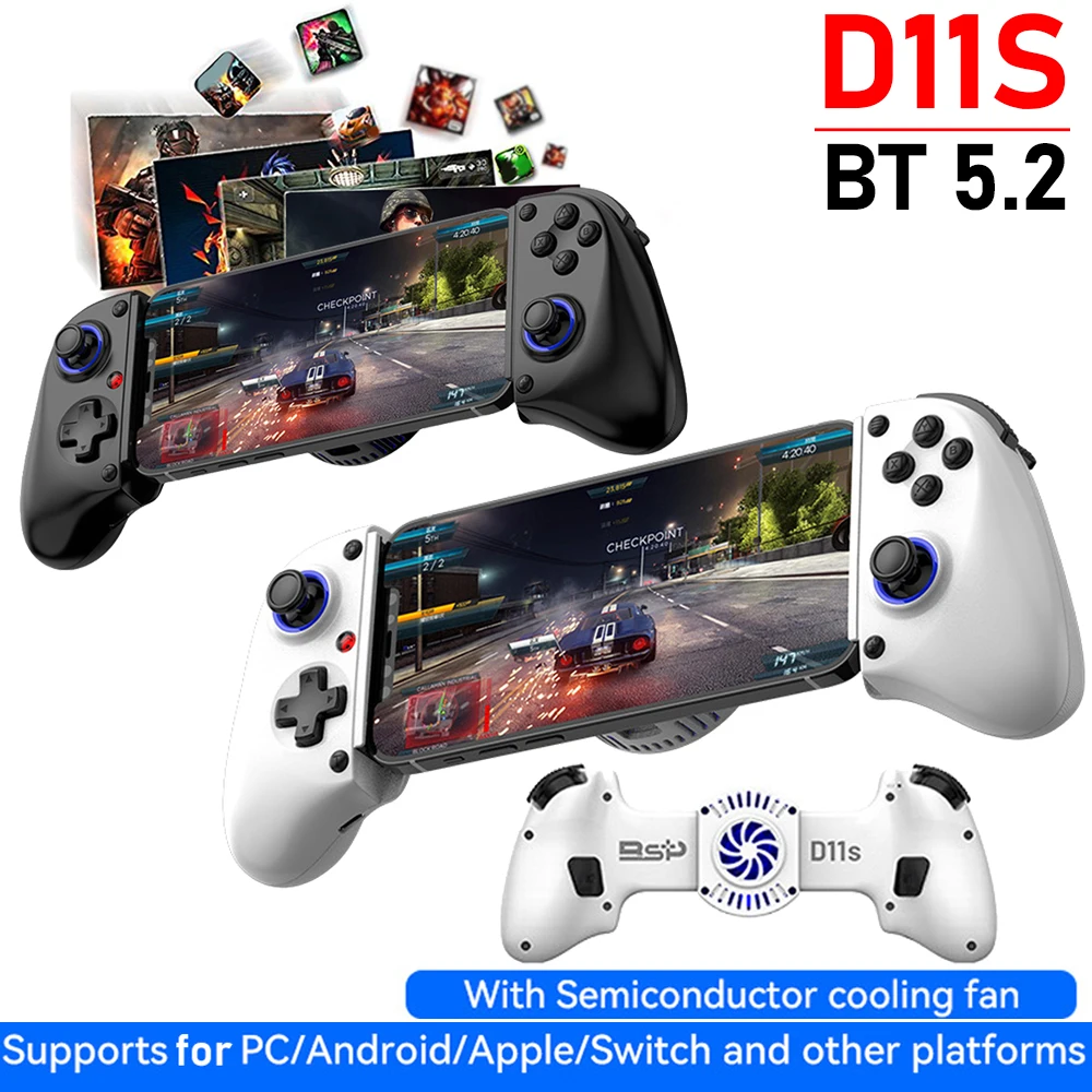 

D11S Stretching Hall trigger Game Controller BT 5.2 Cooling Fan/Programmable Back Buttons For SWITCH PC Android IOS Tablet