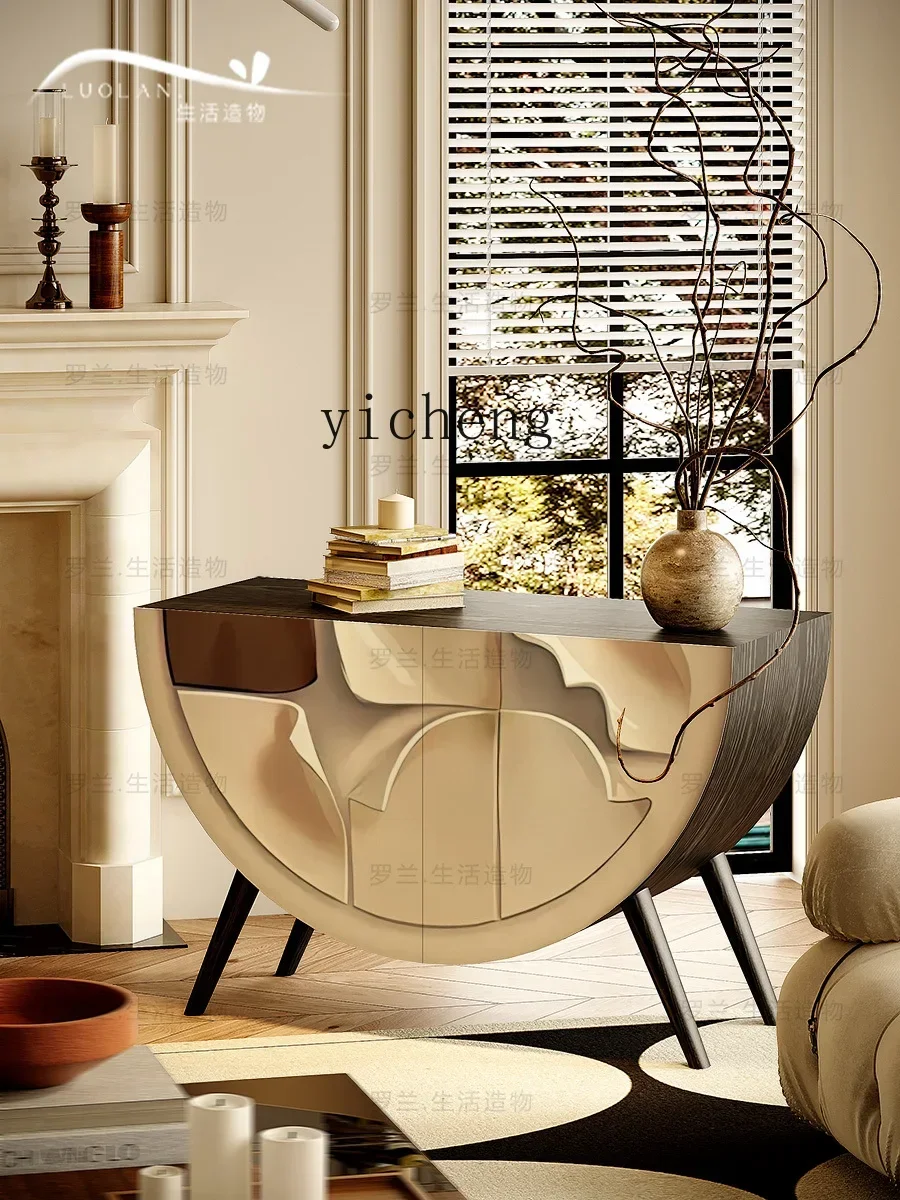 a1 light luxury round solid wood dining side cabinet household living room decoration vertical cabinet  storage entrance cabinet