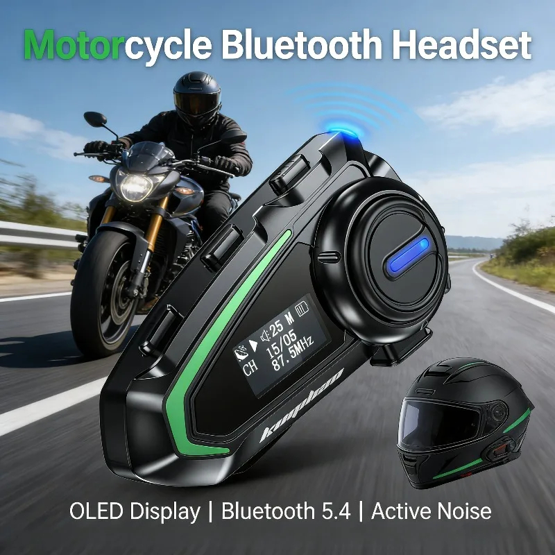 

Wireless Motorcycle Bluetooth Helmet Headphones with Display Long Battery Life Waterproof for Full Helmets Riding