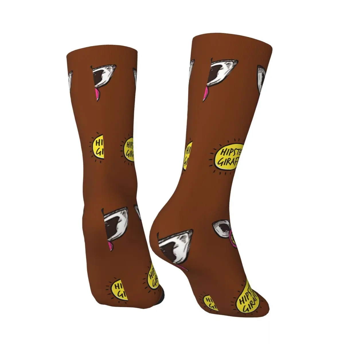 Funny Crazy Sock for Men Giraffi Hip Hop Vintage Giraffe Happy Seamless Pattern Printed Boys Crew compression Sock Novelty Gift